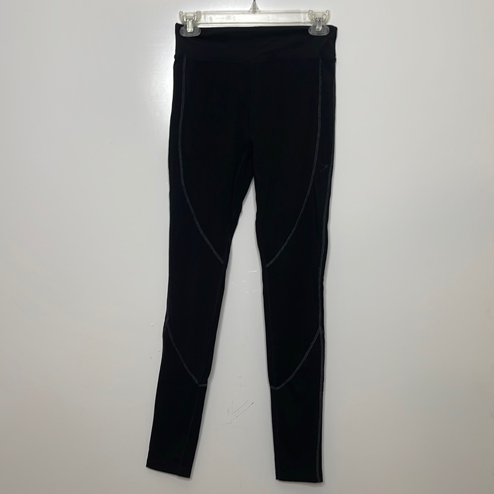 Gymshark Black Full Length Back Zip Pocket Exposed Stitching Leggings Sz S